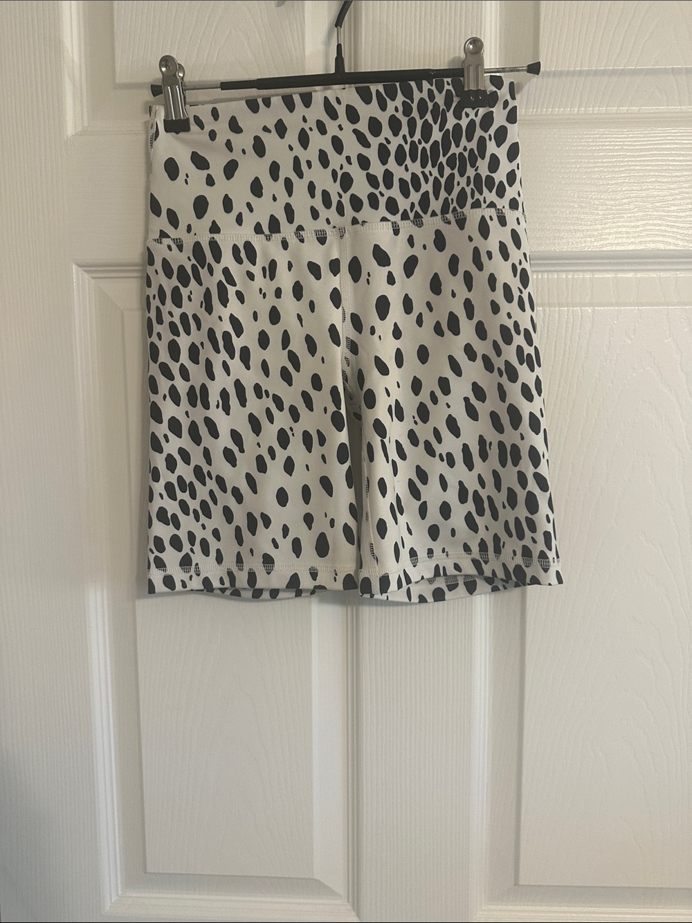 Reformation Black and White Spot Print Bike Shorts